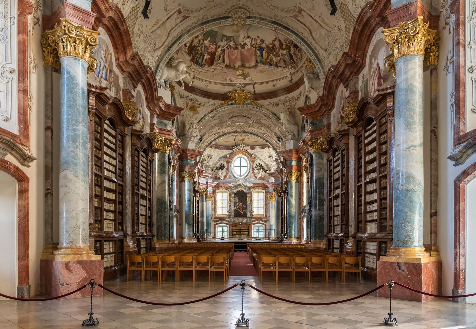 The baroque library of Altenburg Abbey in Austria