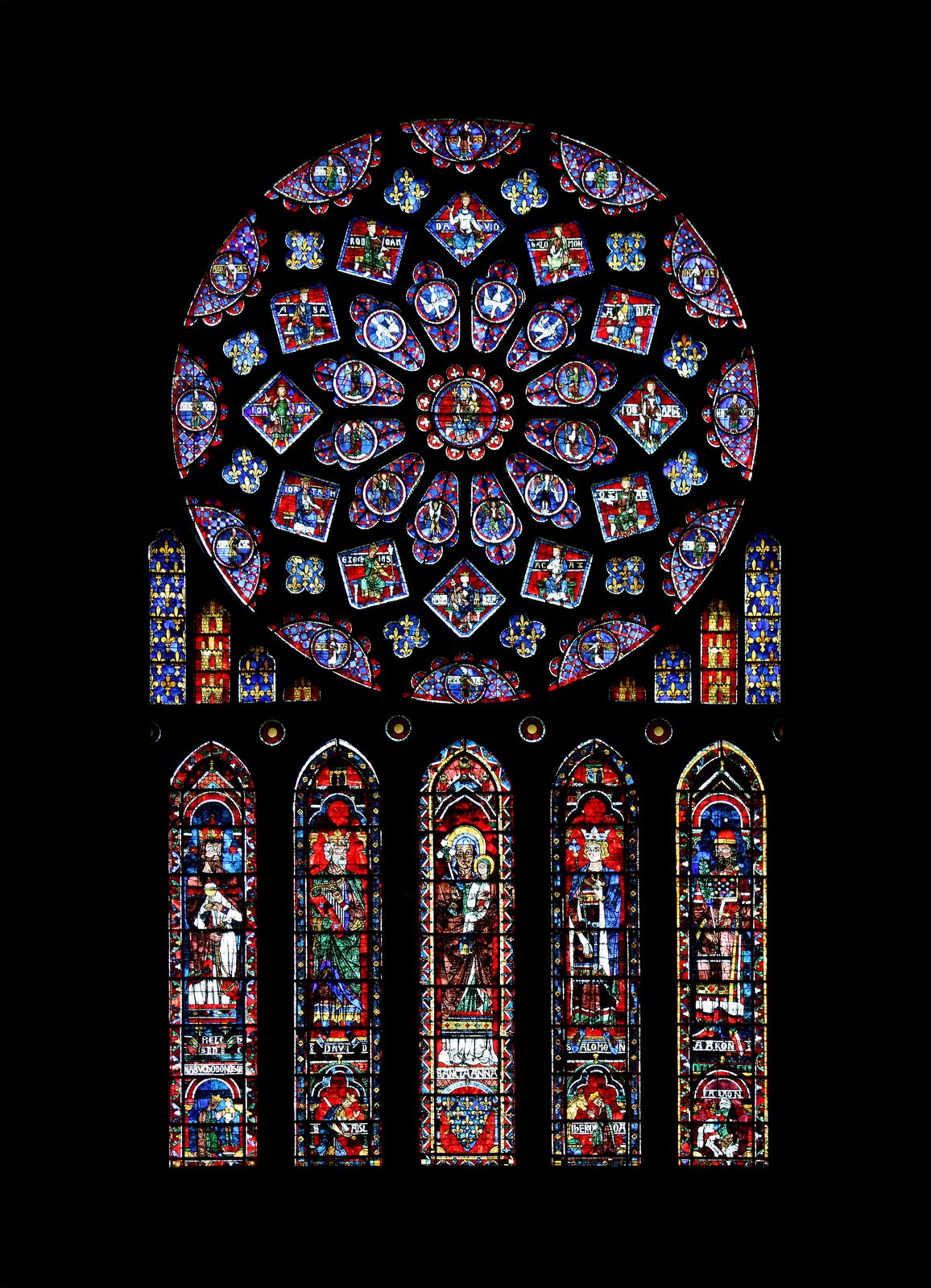 The north rose window of Chartres Cathedral, c. 1230